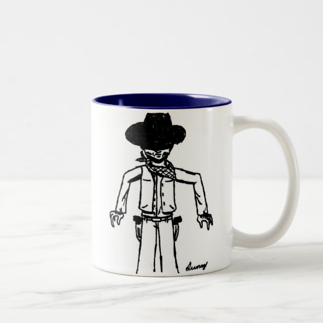 Cowboy Sketch-Tasse Zweifarbige Tasse (Rechts)