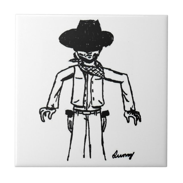 Cowboy Sketch Tile Fliese (Vorderseite)