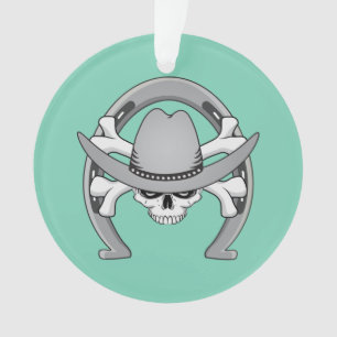 Cowboy Skull Horseshoe Ornament
