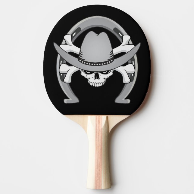 Cowboy Skull Horseshoe Tischtennis Schläger (Vorderseite)