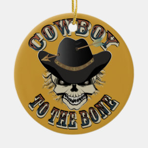 Cowboy Skull Keramik Ornament