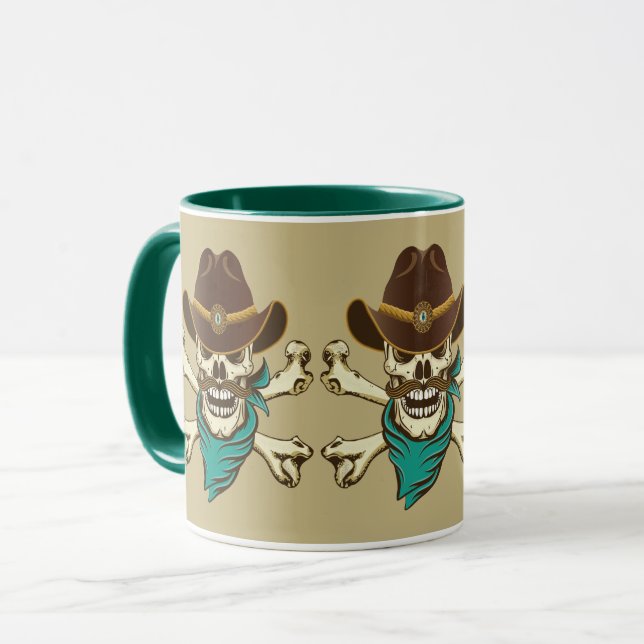 Cowboy Skull und Crossbones Tasse (Vorderseite Links)