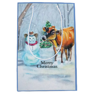 Cowboy Snowman & Cow Weihnachten Mittlere Geschenktüte