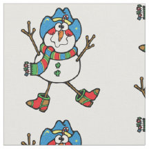 Cowboy Snowman Holiday Fabric