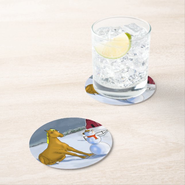 Cowboy Snowman & Horse Paper Untersetzer (Vor Ort)