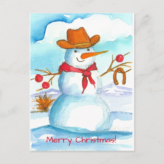 Cowboy Snowman Horse Shoe Frohe Weihnachten (Vorderseite)