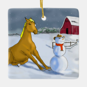 Cowboy Snowman & Horse Weihnachtsschmuck