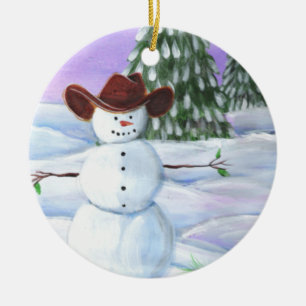 Cowboy Snowman Keramikornament