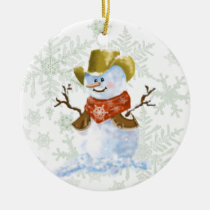 Cowboy Snowman Keramikornament