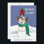 Cowboy Snowman Silvester Party Einladung<br><div class="desc">Ich spielte mit meinem Cowboy Snowman,  um diese neue Ausgabe mit einem roten Vogelhaus,  Schnee und Sternenhimmel zu kreieren.</div>