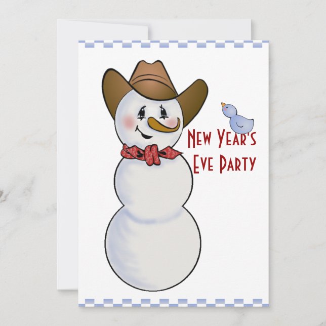 Cowboy Snowman Silvester Party Einladung (Vorderseite)