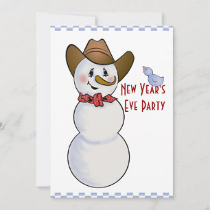 Cowboy Snowman Silvester Party Einladung