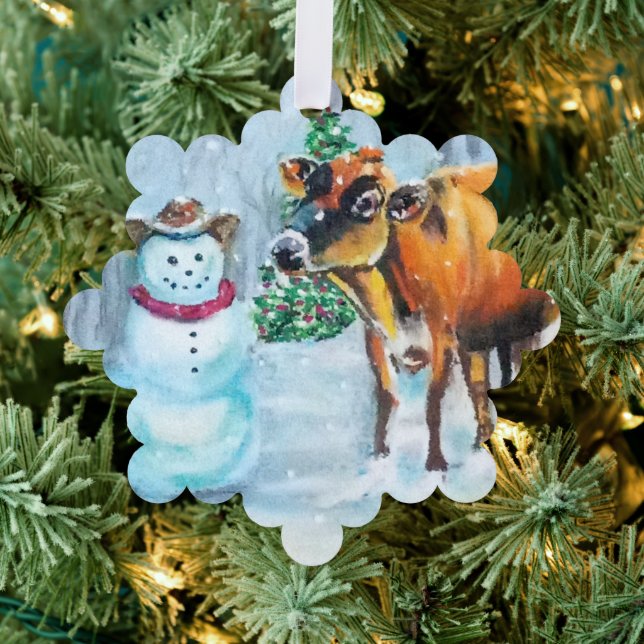 Cowboy Snowman Weihnachten Ornament Karte (Insitu (Baum))