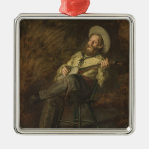 Cowboy spielt Banjo und singt Country Music Ornament Aus Metall