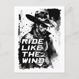 Cowboy-Sprichwort-Fahrt wie eine Windillustration  Postkarte
