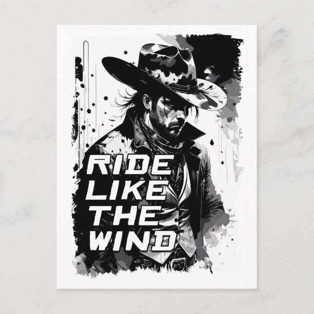 Cowboy-Sprichwort-Fahrt wie eine Windillustration  Postkarte (Vorderseite)