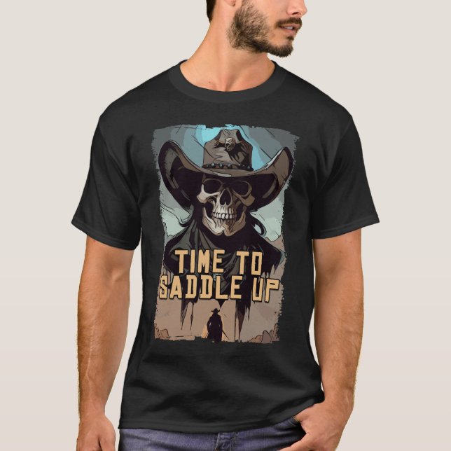 Cowboy Sprichwort Wild West Illustration Art T-Shirt (Vorderseite)