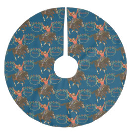 Cowboy starb mit Ropes frohe Weihnachten Polyester Weihnachtsbaumdecke