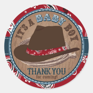 Cowboy Stetson Hat Western Baby Shower Runder Aufkleber