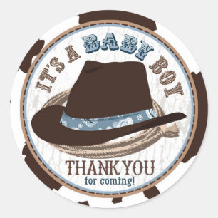 Cowboy Stetson Hat Western Baby Shower Runder Aufkleber