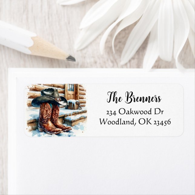 Cowboy Stiefel auf der Vorderseite an einem Winter (Insitu)