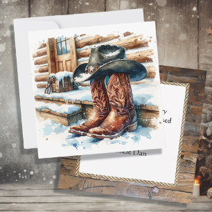 Cowboy Stiefel auf der Vorderseite Weihnachten Karte