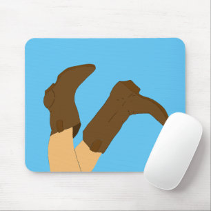 Cowboy Stiefel auf hellblauem Hintergrund Mousepad