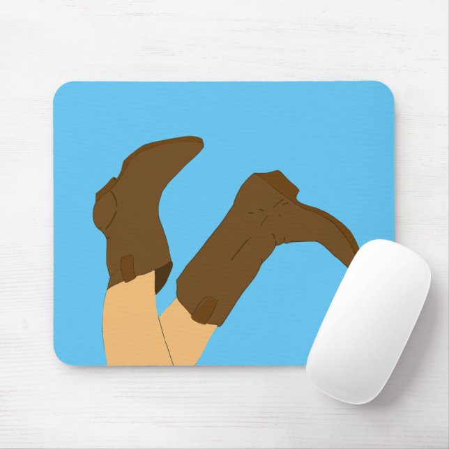 Cowboy Stiefel auf hellblauem Hintergrund Mousepad (Mit Mouse)