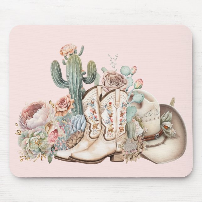 Cowboy-Stiefel aus Boho-Wüste Mousepad (Vorne)