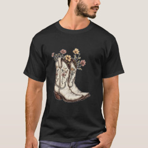Cowboy-Stiefel Blumen Ästhetik Cowgirl Western Flo T-Shirt
