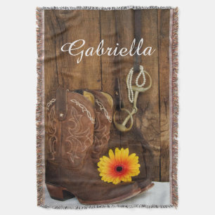 Cowboy Stiefel, Daisy und Horse Bit Western Decke