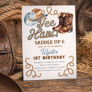 Cowboy-Stiefel Erste Rodeo-Geburtstag Einladung