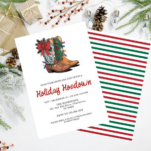 Cowboy-Stiefel-Feier zur Weihnachtszeit, editierba Einladung