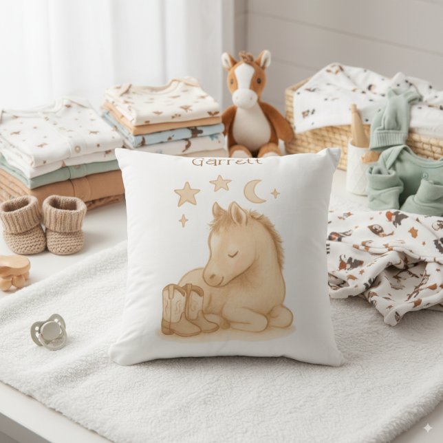 Cowboy Stiefel & Foal Kinderzimmer Kissen (Personalized baby foal nursery pillow)