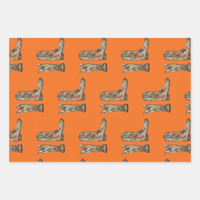 Cowboy-Stiefel Geschenkpapier Flachblatt-Set aus 3 Set (Vorderseite 3)