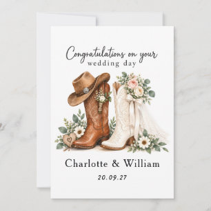 Cowboy-Stiefel Hochzeitskarte Westliche Hochzeit Feiertagskarte