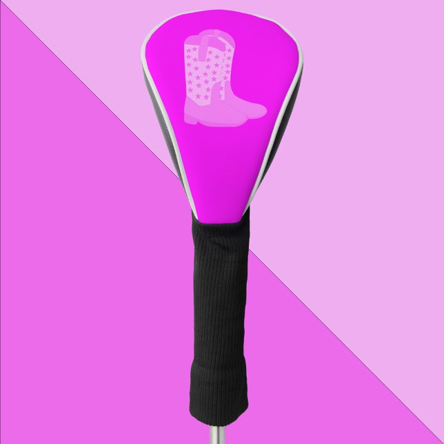 Cowboy Stiefel mit Sternen rosa Golf Headcover (A golf head cover with a pair of pink cowboy boots with stars)