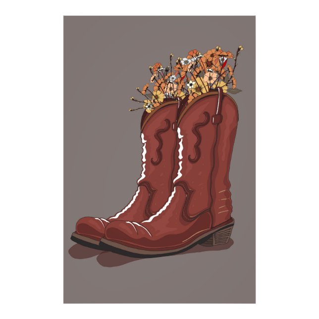 Cowboy-Stiefel mit Wildblumen Fotodruck (Vorne)