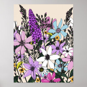 Cowboy-Stiefel mit Wildblumen Poster