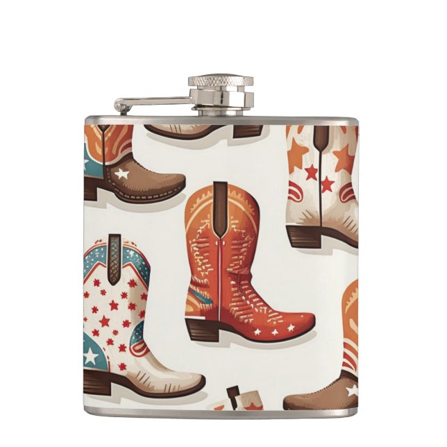 Cowboy-Stiefel-Muster Flachmann (Vorderseite)