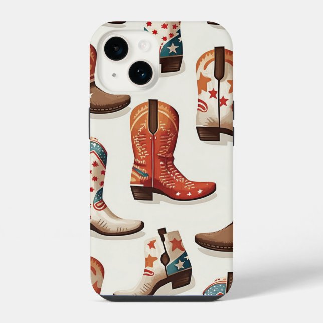 Cowboy-Stiefel-Muster iPhone Hülle (Rückseite)