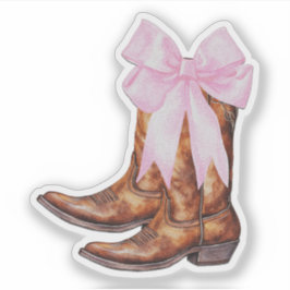 Cowboy Stiefel Pink Bow Sticker - Western Sticker