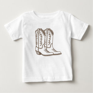 Cowboy-Stiefel-Skizze T-Shirt für Kinder
