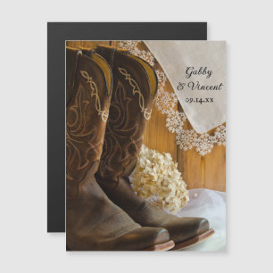 Cowboy Stiefel Spitzen Western Hochzeit speichern Magneteinladung