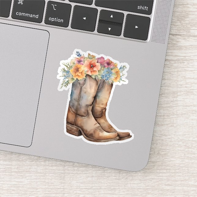 Cowboy Stiefel und Blume Aufkleber (Detail)