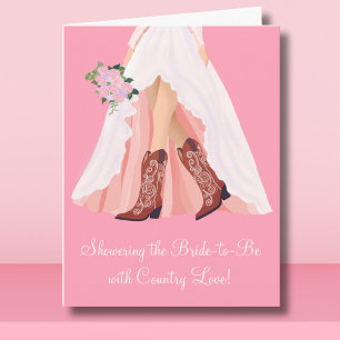 Cowboy-Stiefel und Brautkleid unter der Dusche  Karte