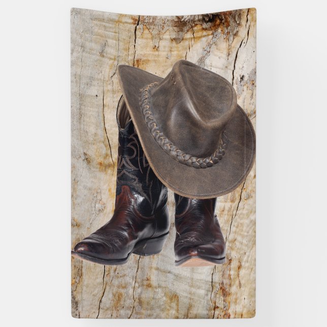 Cowboy Stiefel und Hut Banner (Vertikal)