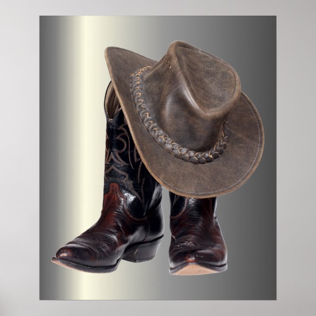 Cowboy Stiefel und Hut Poster (Vorne)