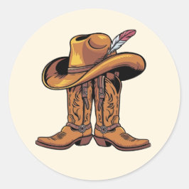 Cowboy Stiefel und Hutkleber Runder Aufkleber