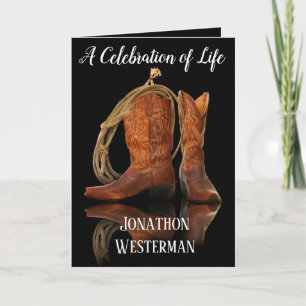 Cowboy Stiefel und Rope Celebration of Life Card Karte